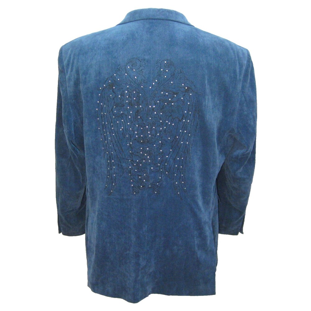 New MEZTIZOS Men's Size 44R Blue Corduroy 2 Button Sport Coat Blazer Suit Jacket